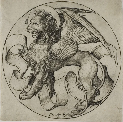 The Lion of Saint Mark by Martin Schongauer, print, 1485-1495