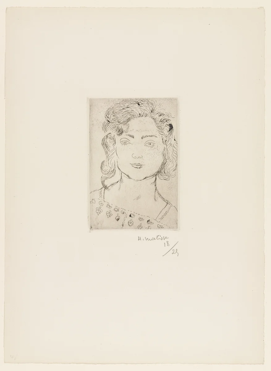 Young Girl, Flowered Blouse (Fillette, blouse fleurie) by Henri Matisse, print, 1920