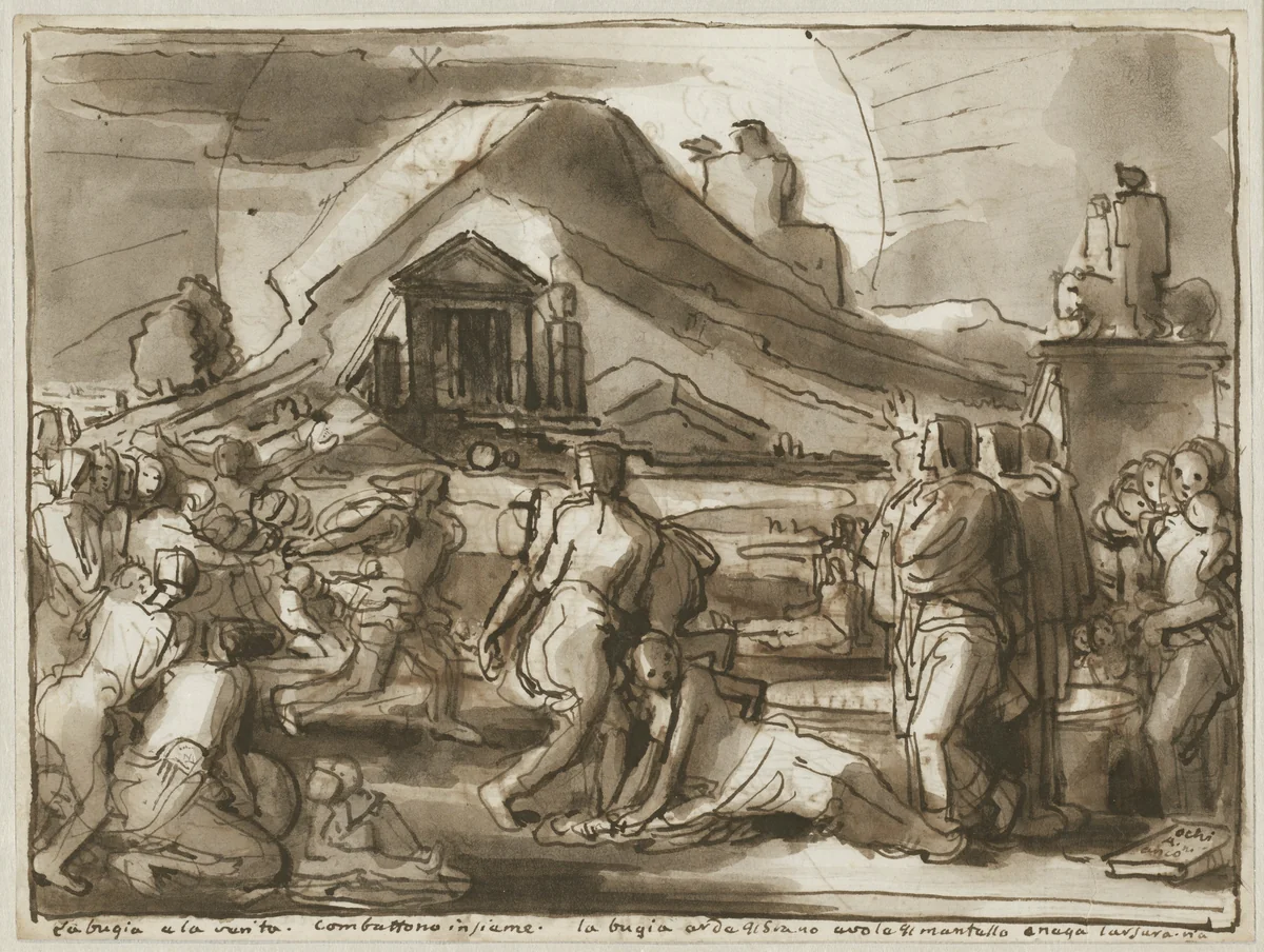 An Allegory of Truth and Falsehood (verso) by Fortunato Duranti, drawing, 1835-1845