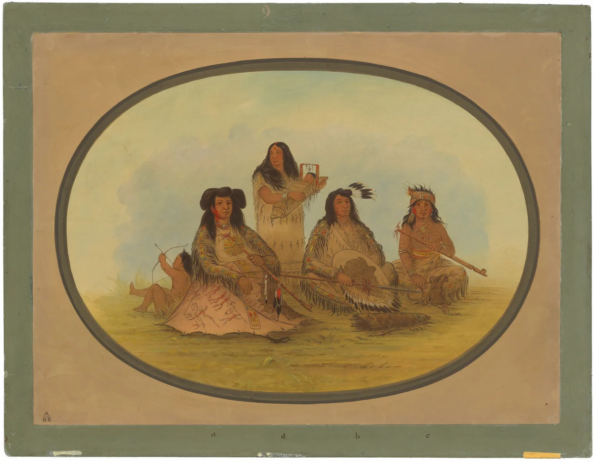 The Sioux Chief with Several Indians by George Catlin, painting, 1861-1869