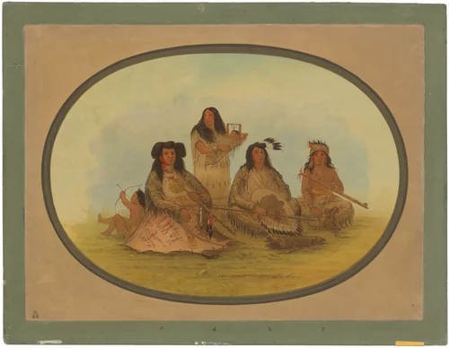 The Sioux Chief with Several Indians by George Catlin, painting, 1861-1869
