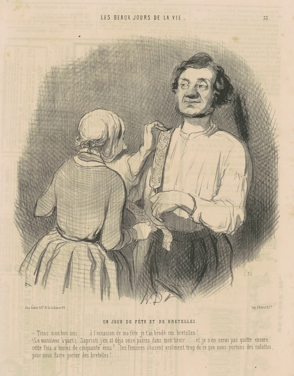Un jour de fête et de bretelles by Honoré Daumier, print, 1844