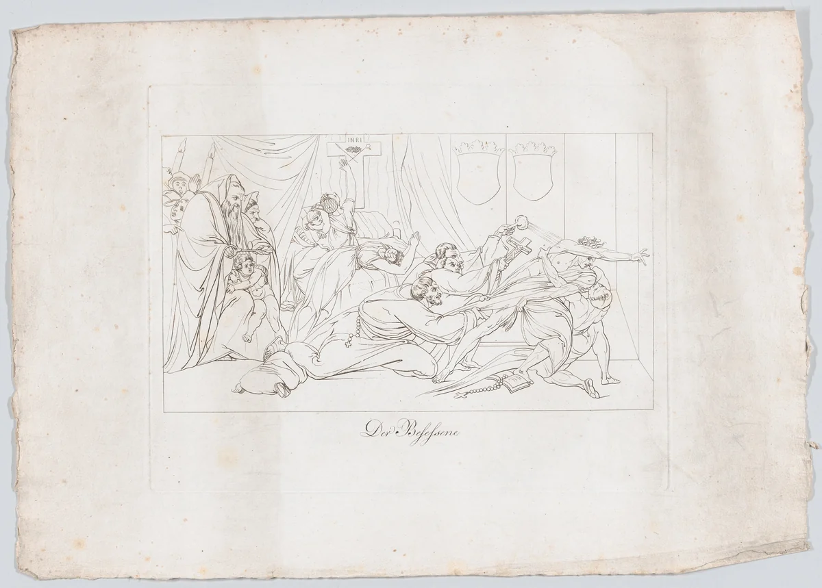 Der Besessene (The Escapee: A Real Scene in the Hospital of San Spirito at Rome) by John Barlow, print, 1806