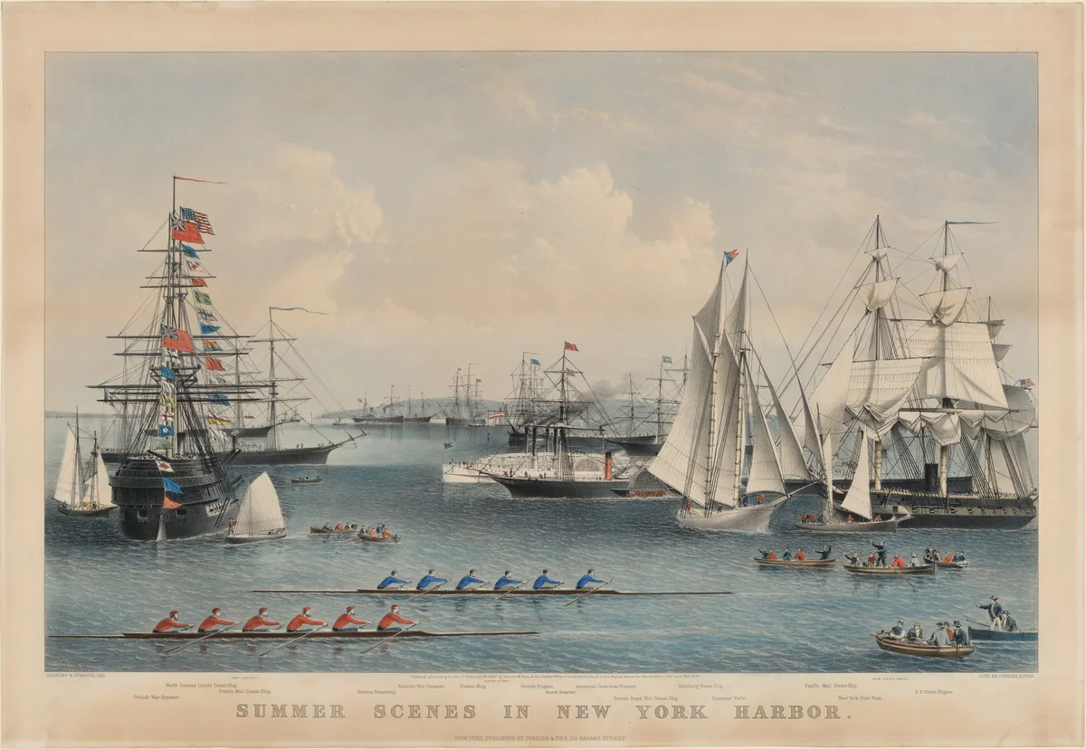 Summer Scenes in New York Harbor by Charles Parsons, print, 1869