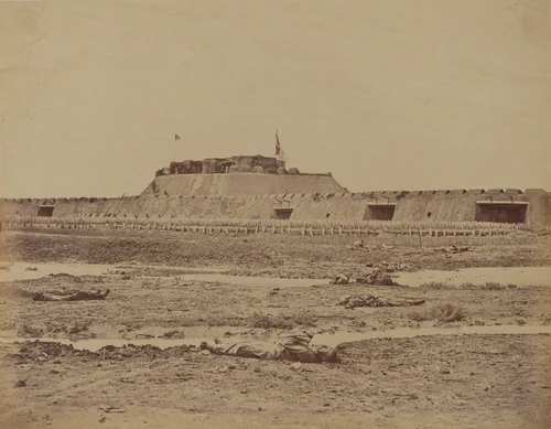 Rear of the North Fort After Its Capture, Showing the Retreat of the Chinese Army, August 21, 1860 by Felice Beato, photograph, 1860