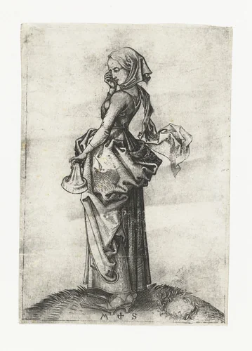 De vijfde dwaze maagd by Unknown, print, 1470-1491