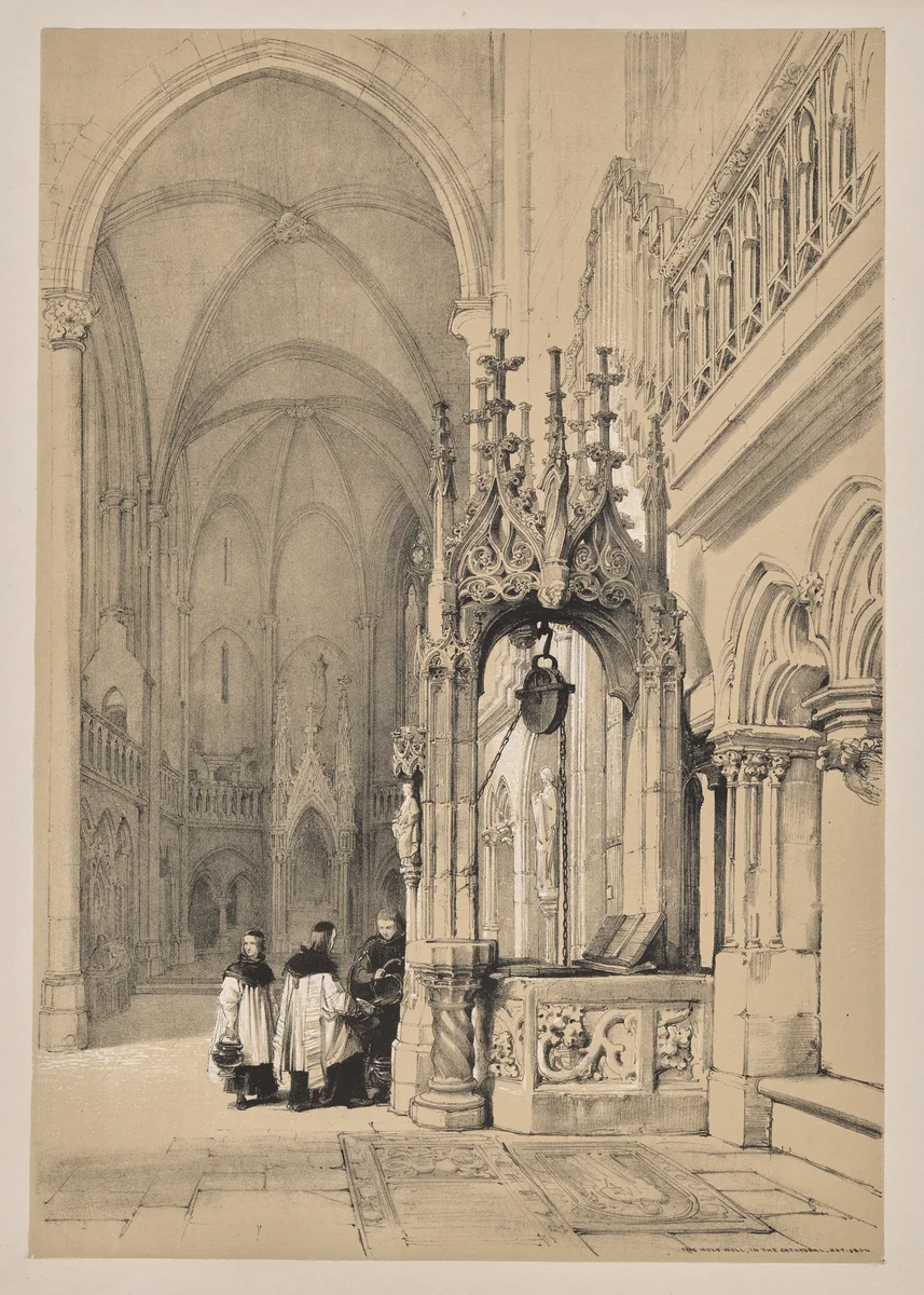 Sketches in Belgium and Germany, First Series, The Holy Well in the Cathedral of Ratisbon by Louis Haghe, print, 1845