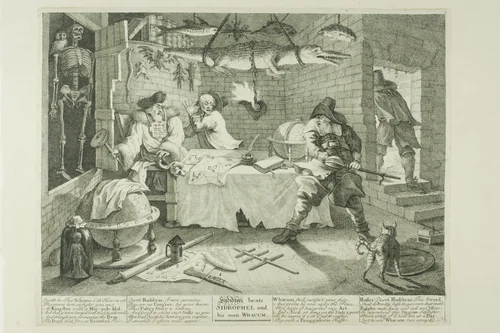 Hudibras and Sidrophel, plate eight from Hudibras by William Hogarth, print, 1725-1726
