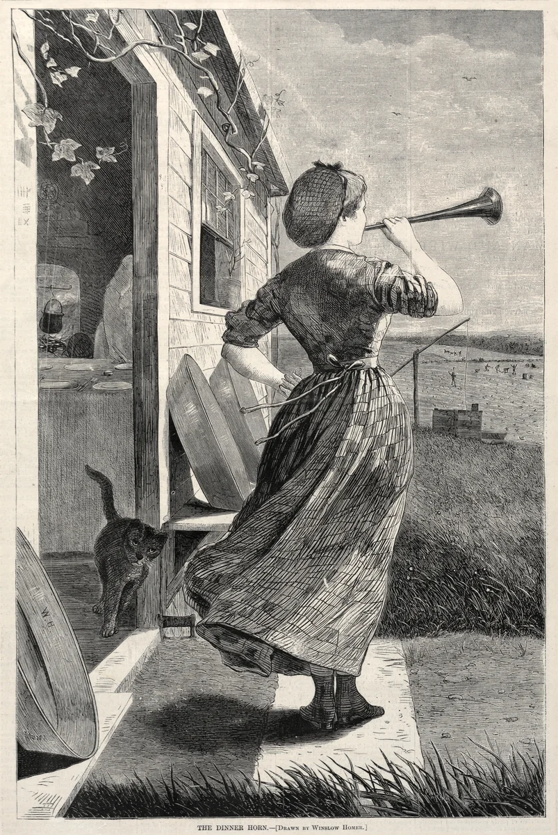 The Dinner Horn by Winslow Homer, print, 1870