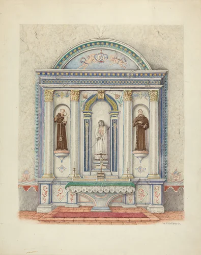 Side Altar, San Luis Rey Mission by William Kieckhofel, index of american design, 1941