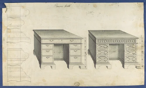 Bureau Tables, from Chippendale Drawings, Vol. II by Thomas Chippendale, drawing, 1753