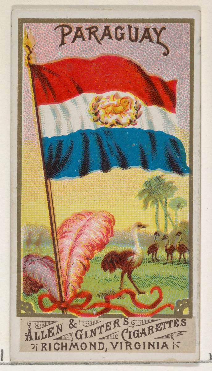 Paraguay, from Flags of All Nations, Series 1 (N9) for Allen & Ginter Cigarettes Brands by Allen & Ginter, print, 1887