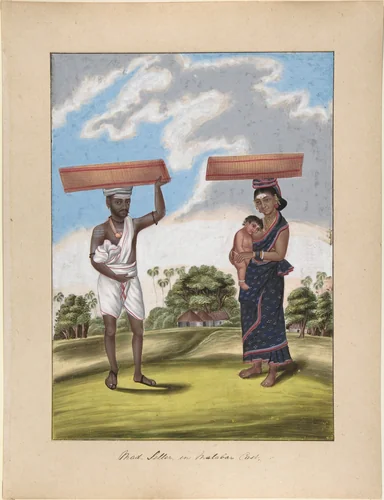 Mad-seller, in Malabar Cast, from Indian Trades and Castes by anonymous, drawing, 1835-1845