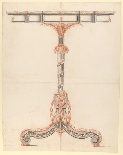 Design for a Silver and Gilt-Bronze Table with a Garland by anonymous, drawing, 1770-1790