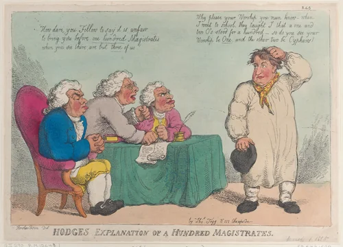 Hodge's Explanation of a Hundred Magistrates by Thomas Rowlandson, print, 1815