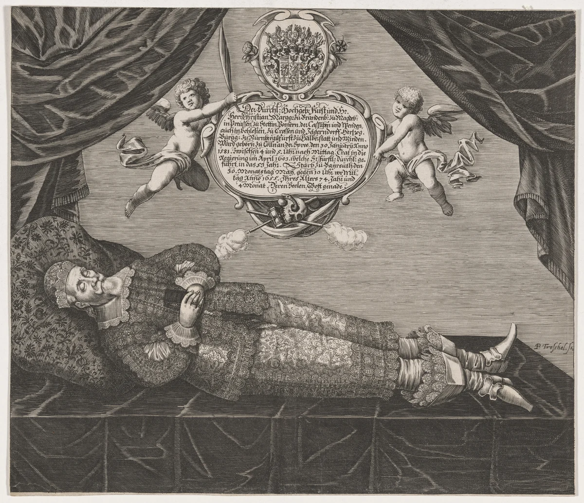 Christian, Margrave of Brandenburg-Bayreuth on his Deathbed by Peter Troschel, print, 1656