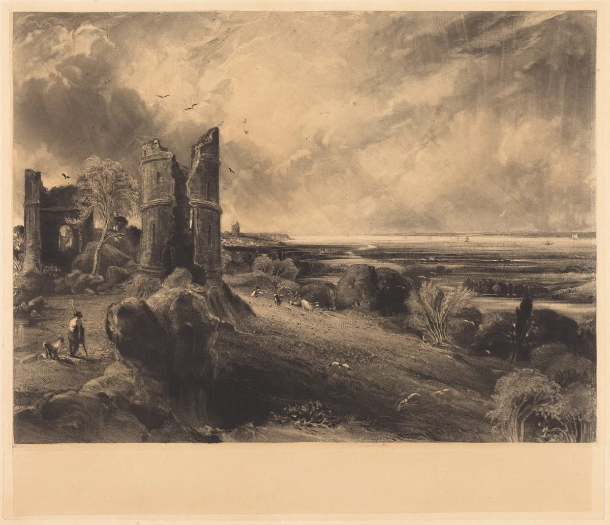 Hadleigh Castle (Large Plate) by David Lucas; John Constable, print, 1830-1832