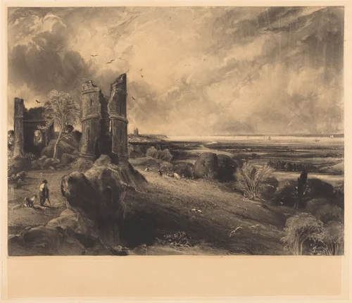 Hadleigh Castle (Large Plate) by David Lucas; John Constable, print, 1830-1832