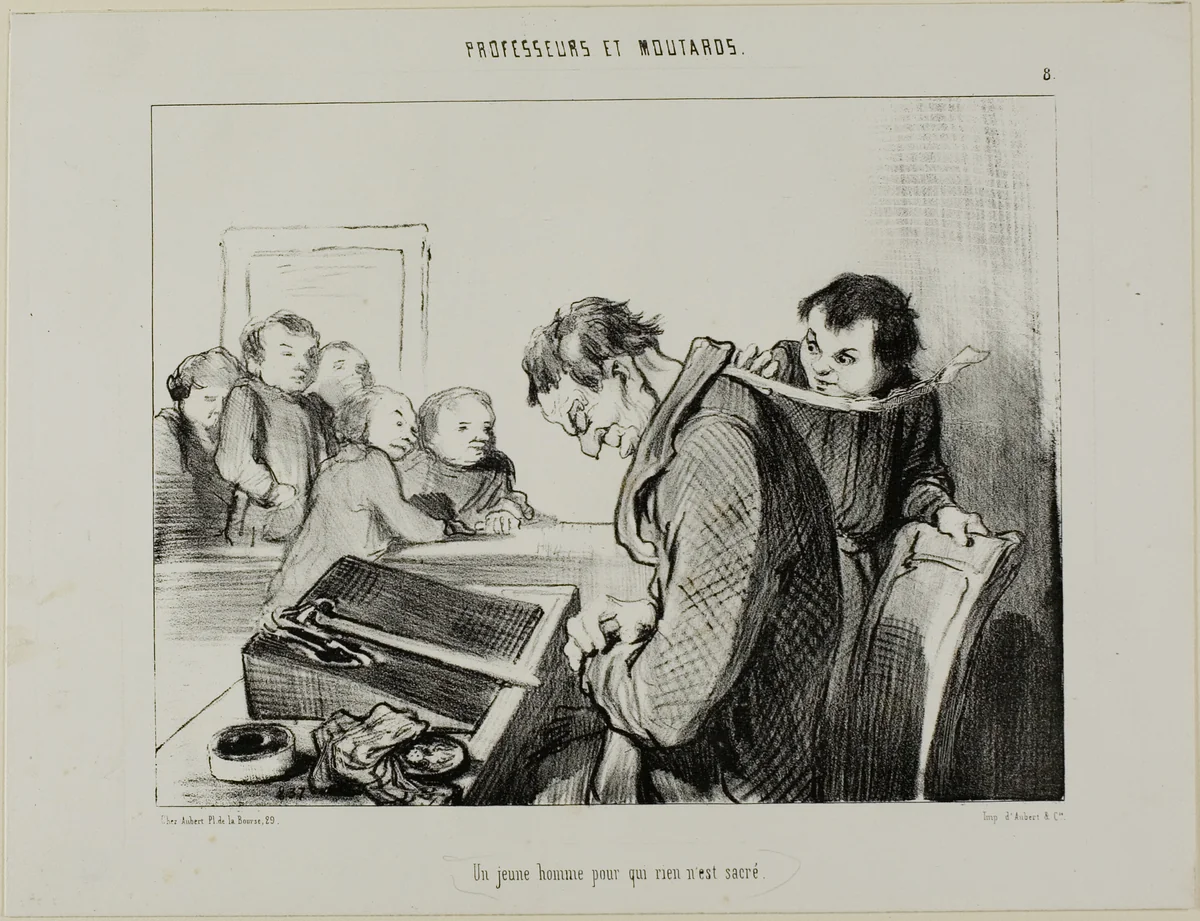 A Young Man to Whom Nothing is Sacred, plate 8 from Professeurs Et Moutards by Honoré-Victorin Daumier, print, 1846