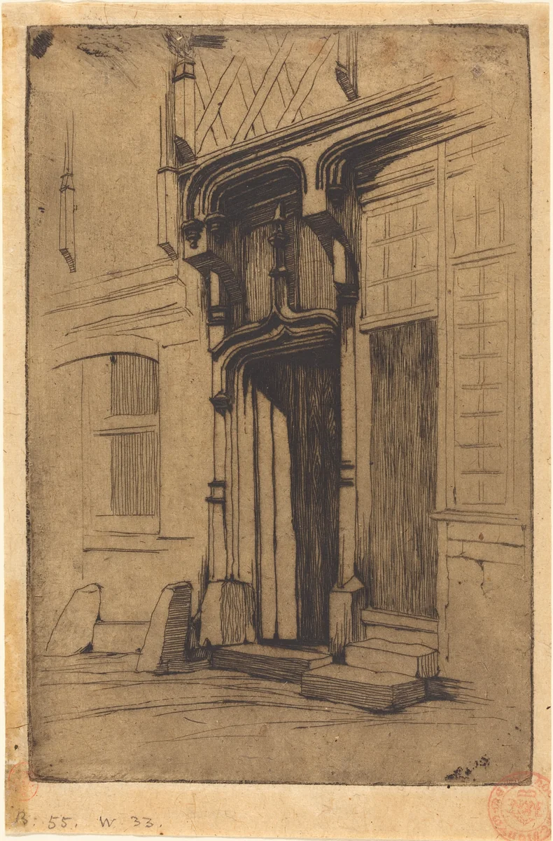 Porte d'un ancien couvent, Rue Mirabeau, à Bourges (Doorway of an Ancient Convent, in the Rue Mirabeau, Bourges) by Charles Meryon, print, 1851