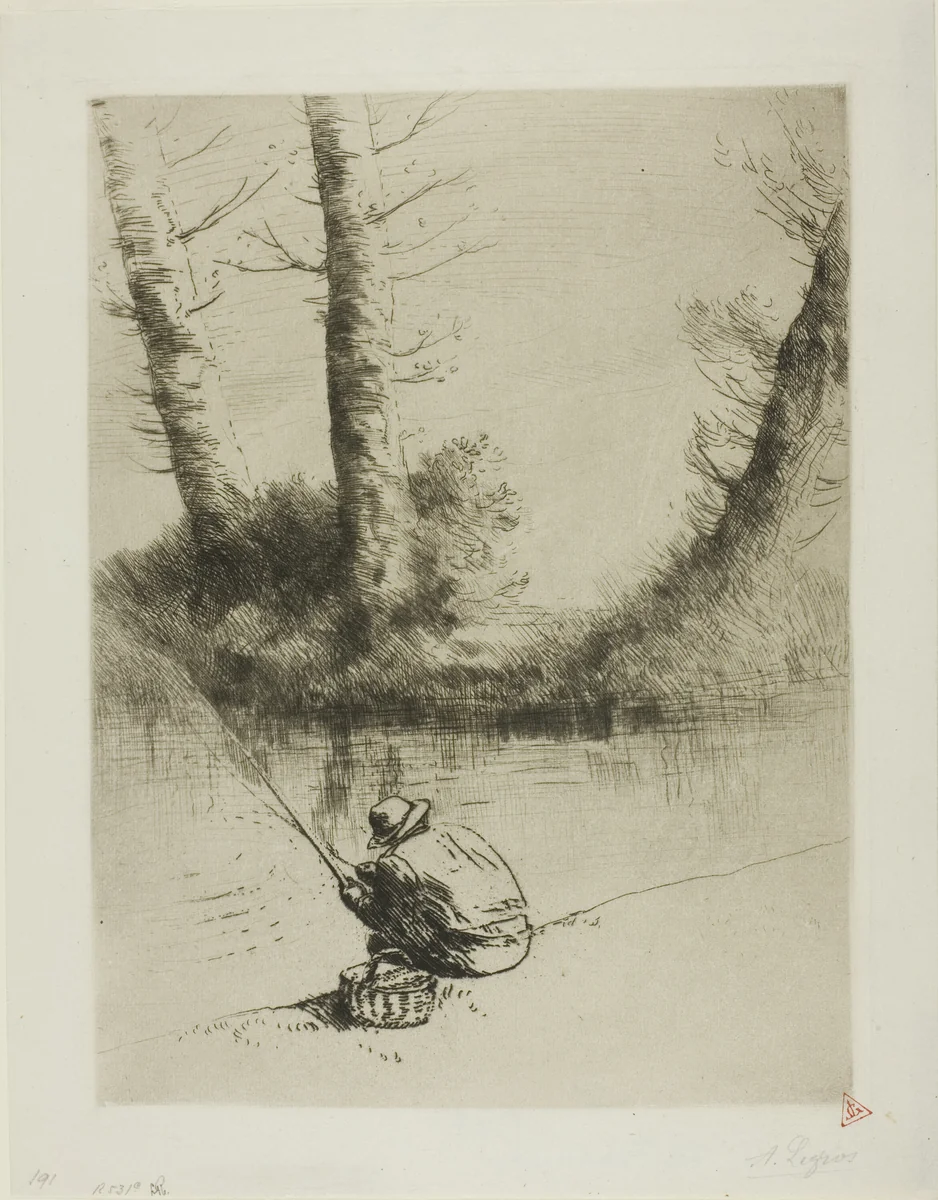 Pole Fisherman by Alphonse Legros, print, 1878