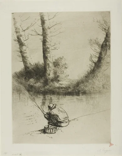 Pole Fisherman by Alphonse Legros, print, 1878