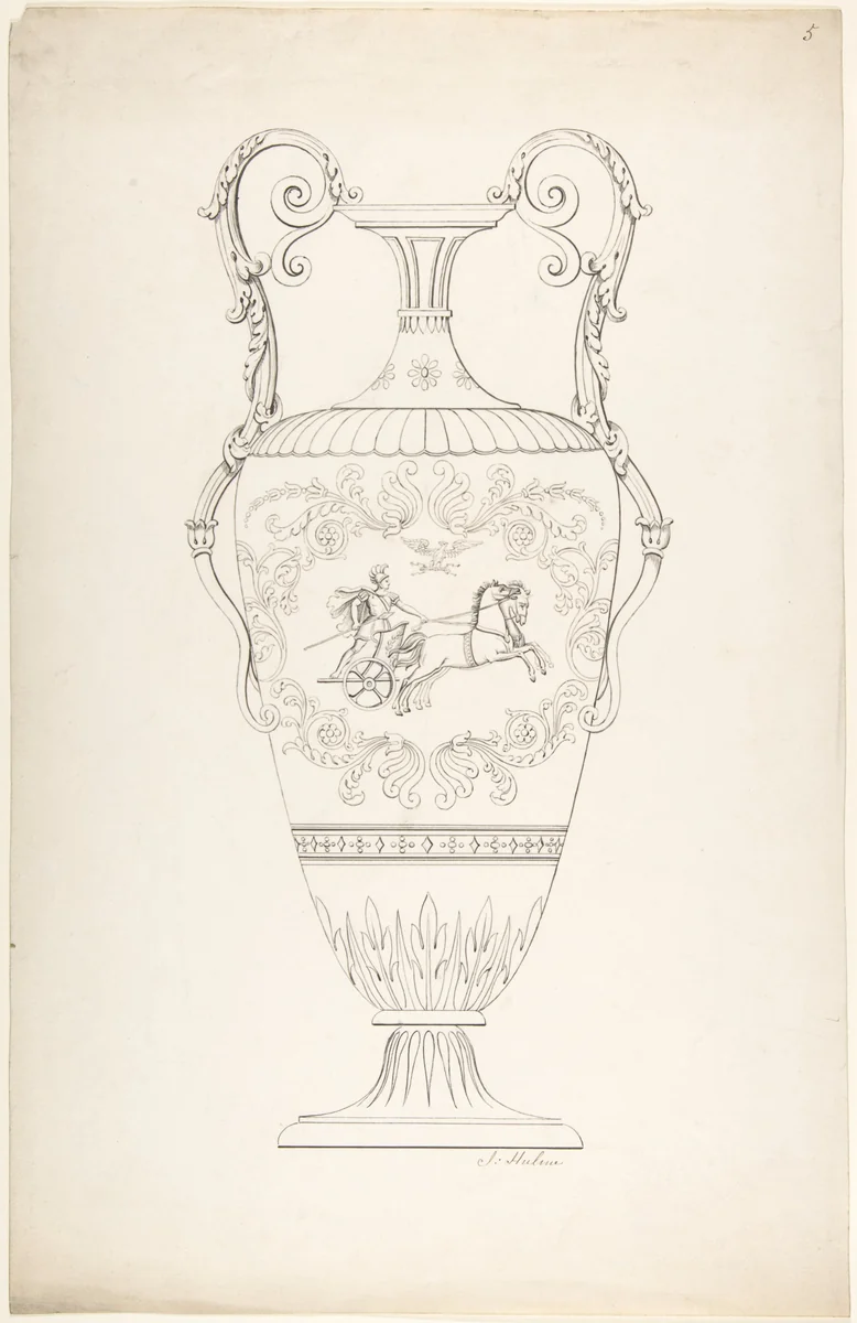 Design for a Vase by J. Hulme, drawing, 1828-1840