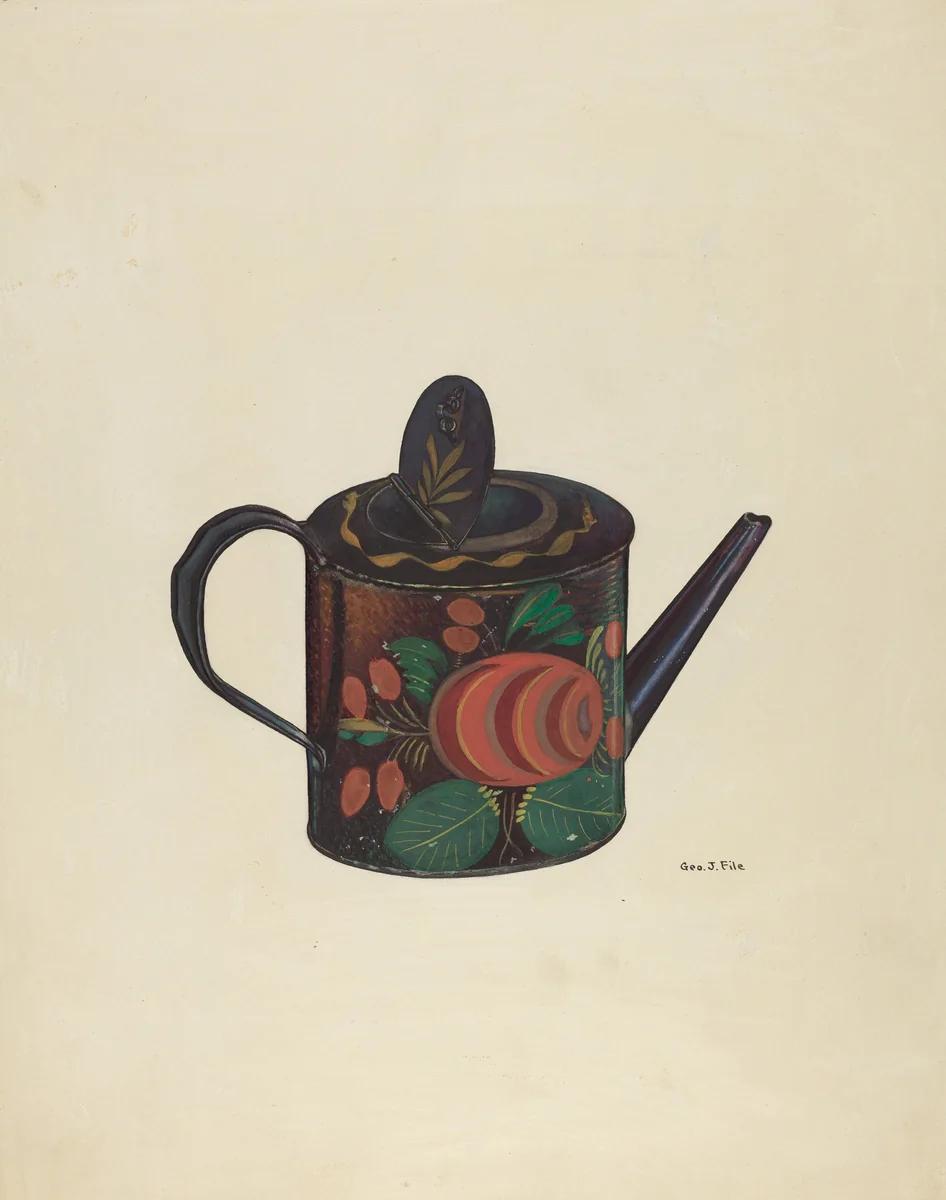 Teapot by George File, index of american design, 1935-1942