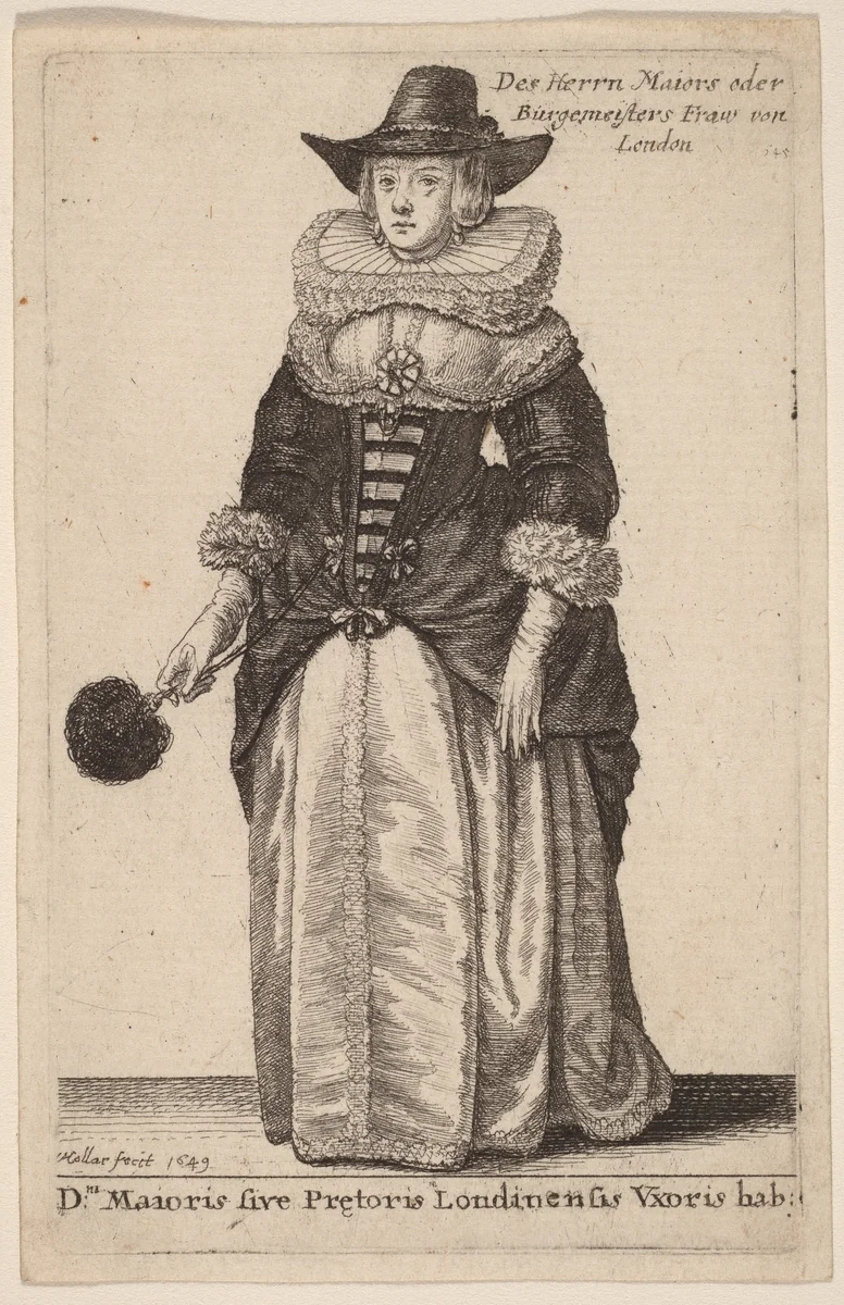 Dni Maioris sive Praetoris Londinensis Vxoris Hab: by Wenceslaus Hollar, print, 1649