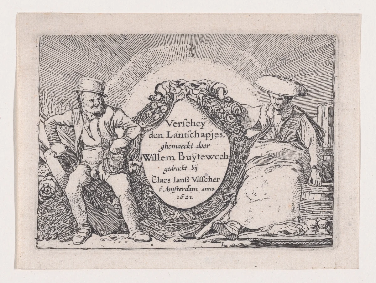 Titlepage, from Verscheyden Landtschapjes (Various Little Landscapes), Plate 1 by Willem Pietersz Buytewech, print, 1611-1621
