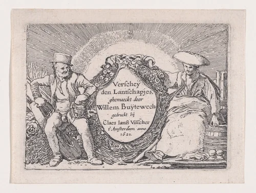 Titlepage, from Verscheyden Landtschapjes (Various Little Landscapes), Plate 1 by Willem Pietersz Buytewech, print, 1611-1621