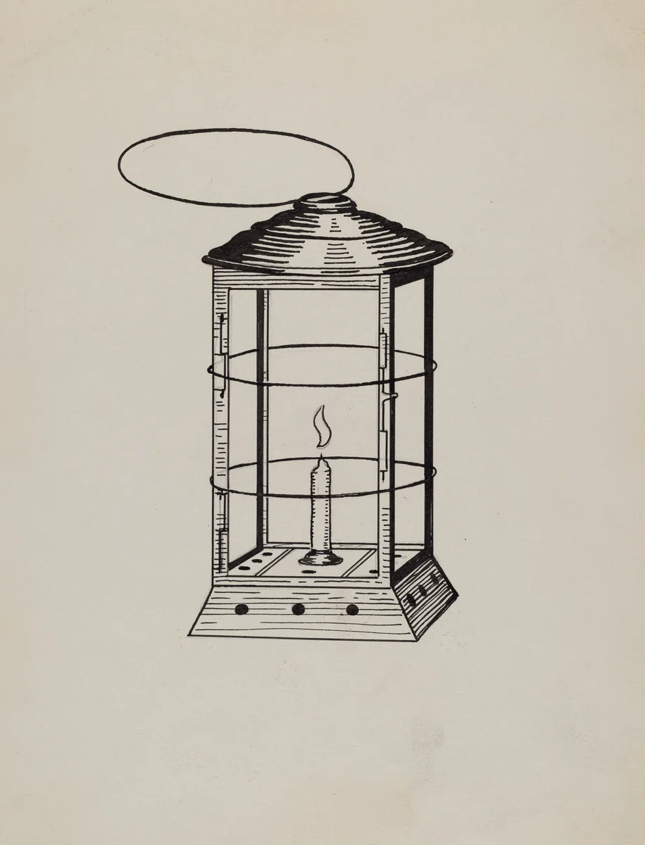 Comstock Miner's Lantern by Florence Huston, index of american design, 1936