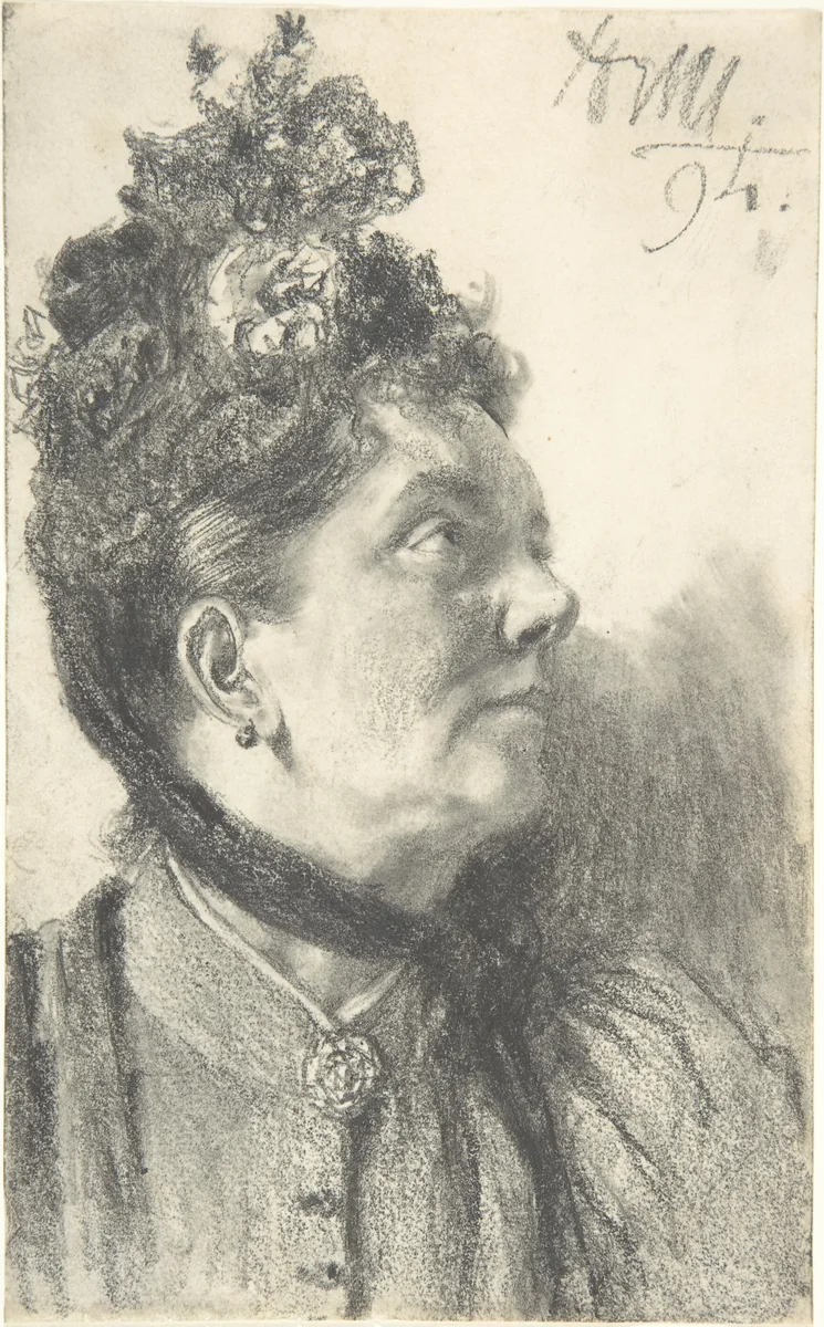 Woman with a Crushed Velvet Hat by Adolph Menzel, drawing, 1894