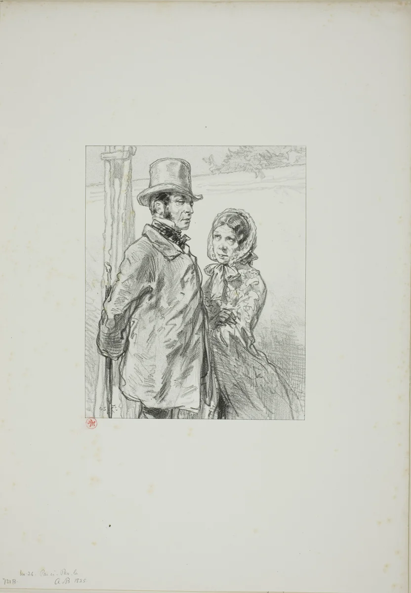 Masks and faces: Achille you don't ask by Paul Gavarni, print, 1857-1858