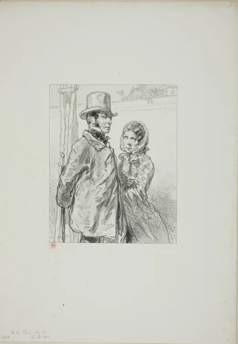 Masks and faces: Achille you don't ask by Paul Gavarni, print, 1857-1858