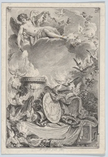 Pièce commémorative d'un mariage by Pierre Philippe Choffard, print, 1780