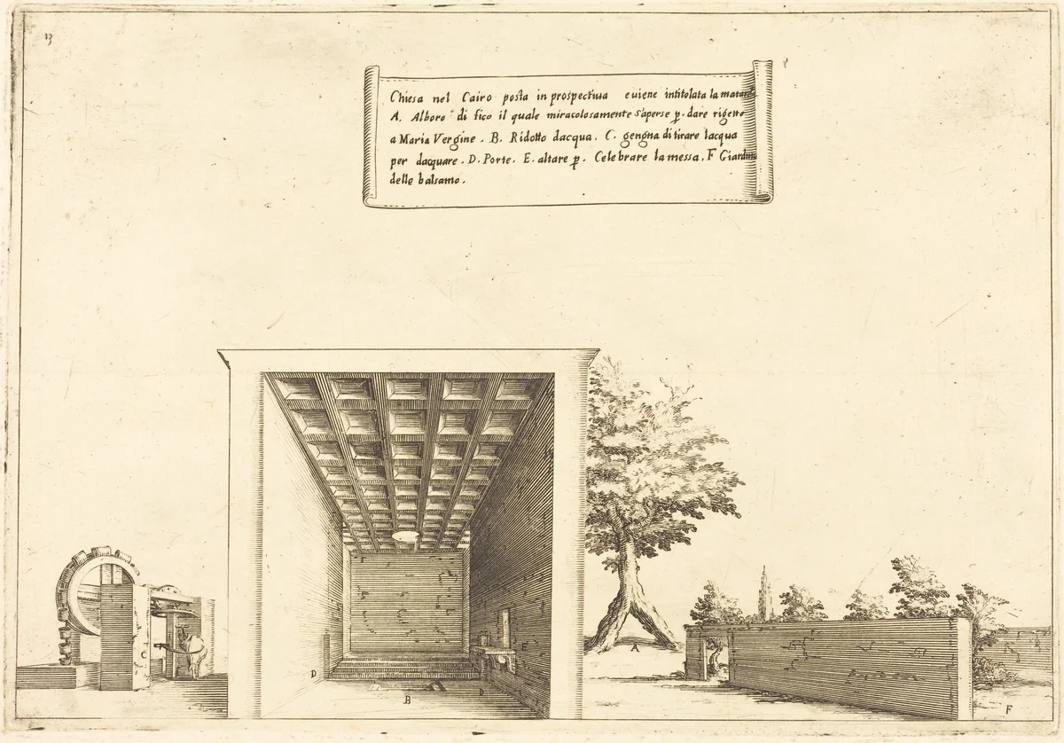 Church in Cairo by Jacques Callot, print, 1619