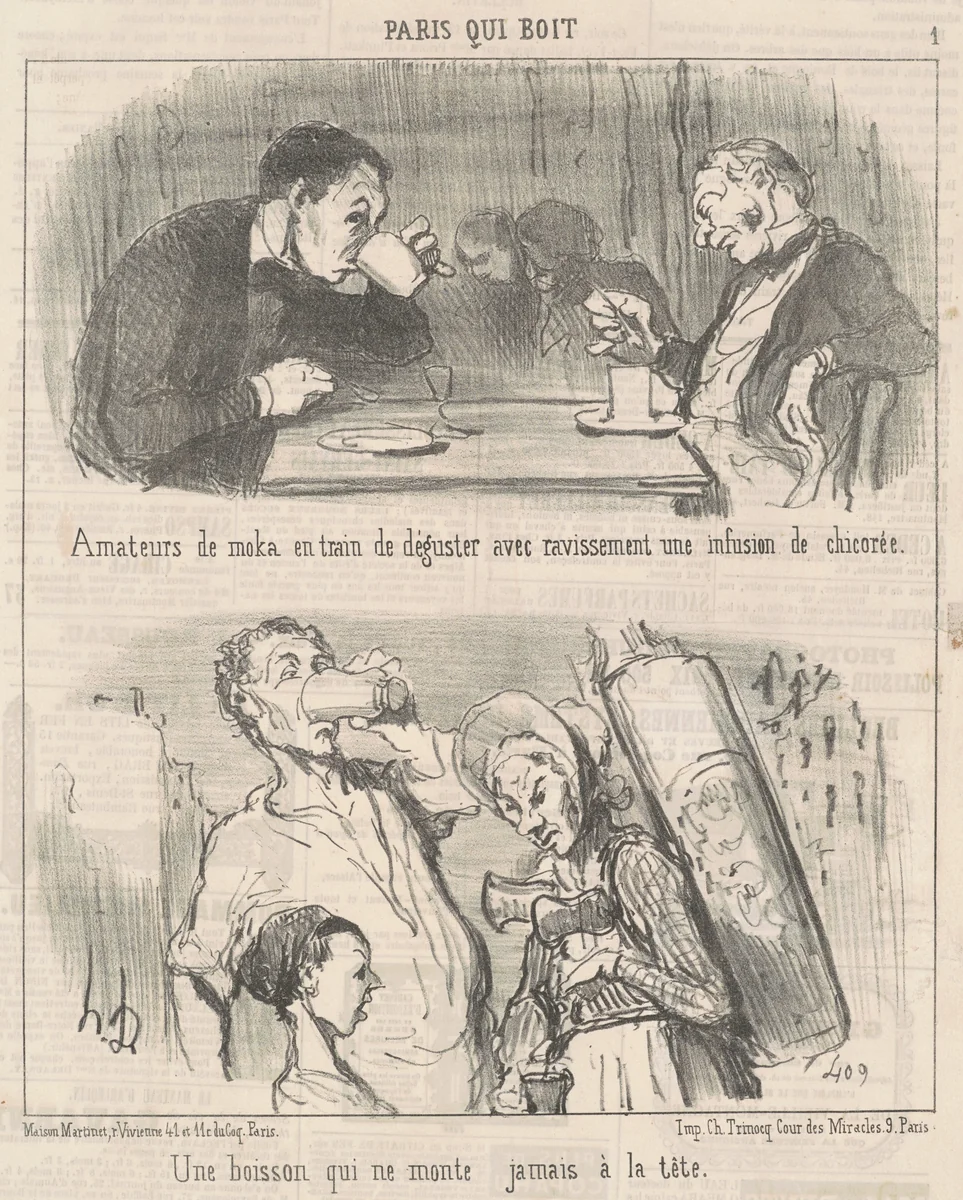 Une boisson qui ne monte jamais à tête by Honoré Daumier, print, 1852