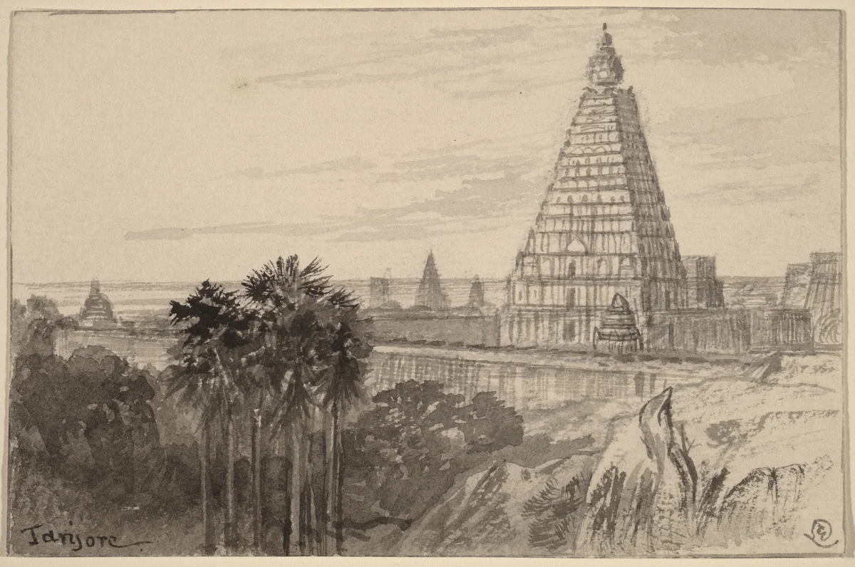 Tanjore, India by Edward Lear, drawing, 1884-1885
