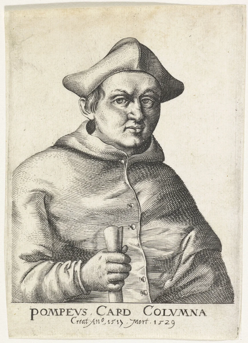 Portret van de Italiaanse kardinaal Pompeo Colonna by Frans van den Wijngaerde, print, 1636-1679