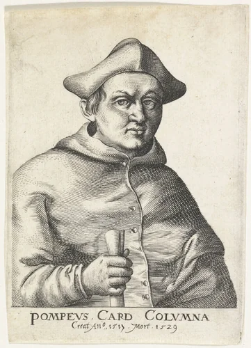 Portret van de Italiaanse kardinaal Pompeo Colonna by Frans van den Wijngaerde, print, 1636-1679