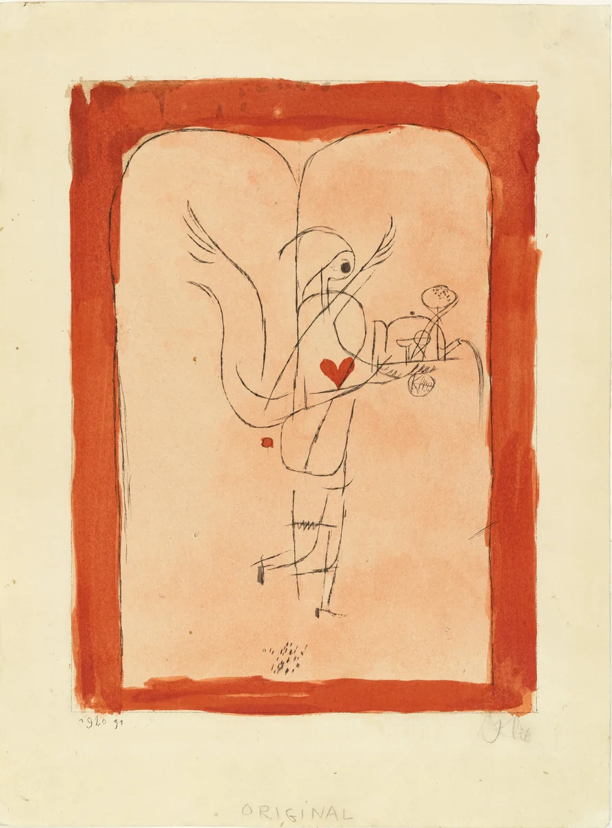 A Guardian Angel Serves a Small Breakfast (Ein Genius serviert ein kleines Frühstück) from the yearbook Die Freude: Blätter einer neuen Gesinnung (Joy: Papers for a New Consciousness) by Paul Klee, print, 1920