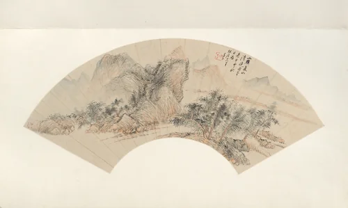 Landscape in the style of Wang Meng by Zhu Angzhi, painting, 1824
