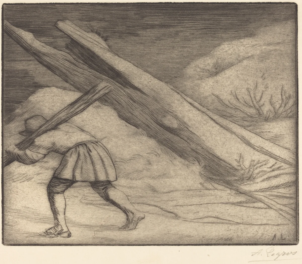 Winter, 1st plate (L'hiver) by Alphonse Legros, print, 1837-1911