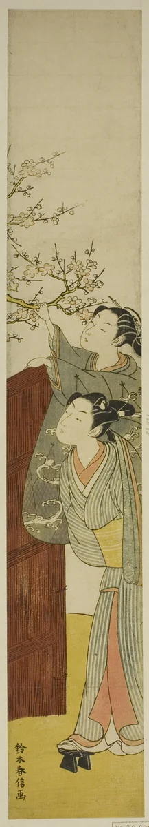 Picking a Plum Branch by Suzuki Harunobu (鈴木春信), print, 1762-1770