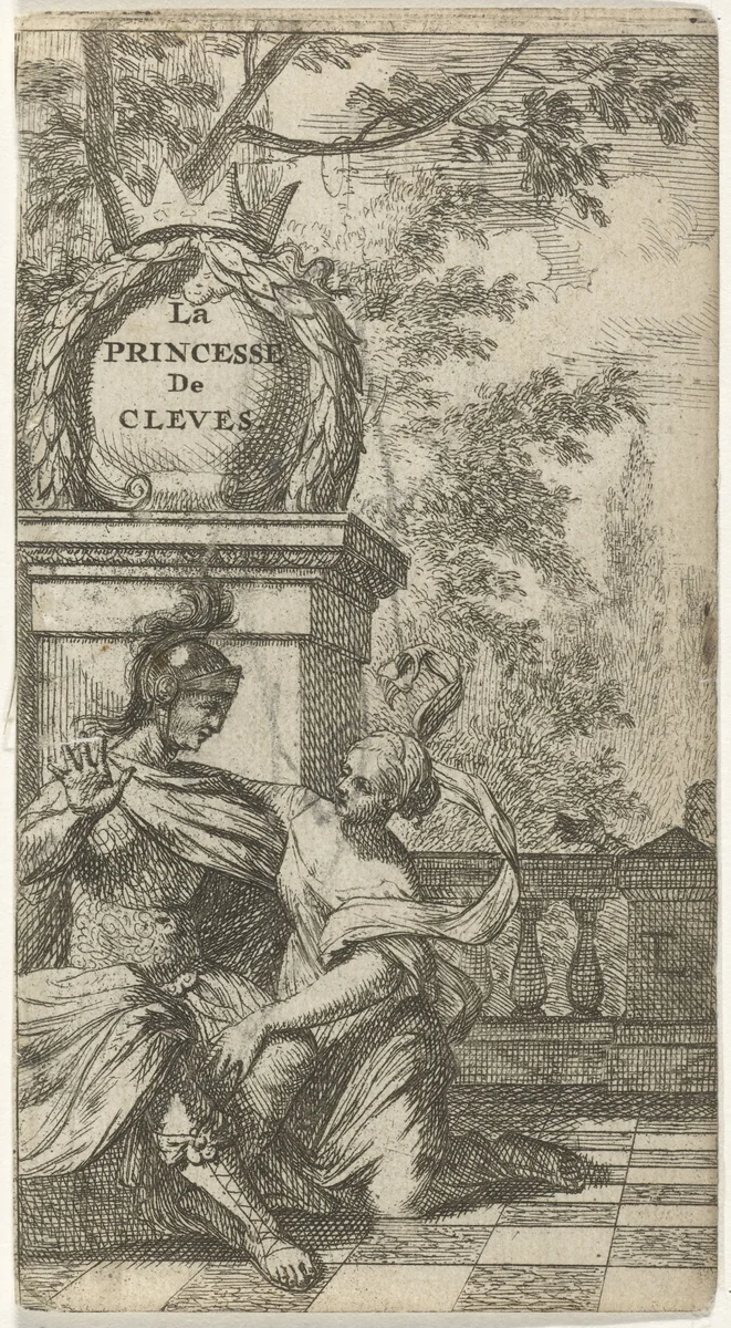 Vrouw knielt voor man op een bordes by Theodor Lubienitzki, print, 1679