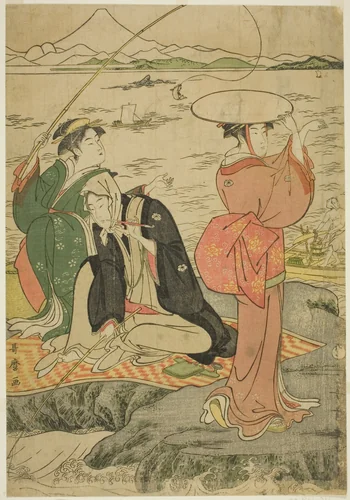 Fishing at Iwaya, Enoshima by Kitagawa Utamaro (喜多川歌麿), print, 1785-1795