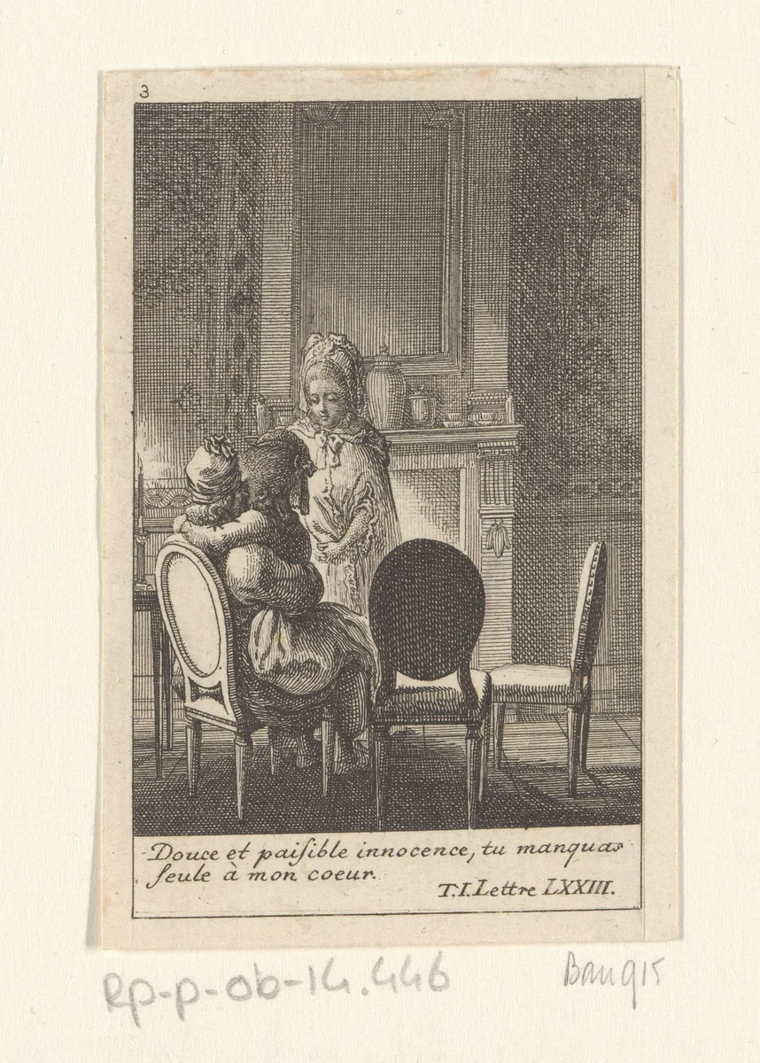 Julie op schoot bij haar vader by Daniel Nikolaus Chodowiecki, print, 1782