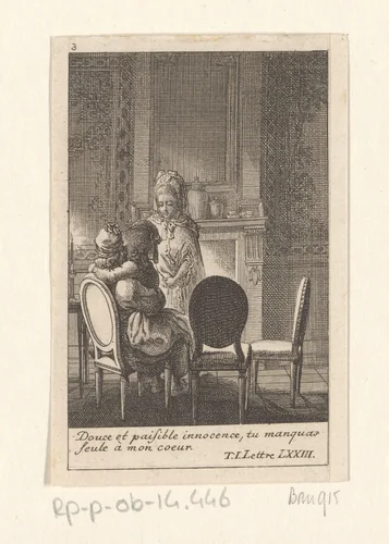 Julie op schoot bij haar vader by Daniel Nikolaus Chodowiecki, print, 1782