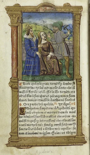 Printed Book of Hours (Use of Rome): fol. 111v, St. Apollonia by Guillaume Le Rouge, book, 1510
